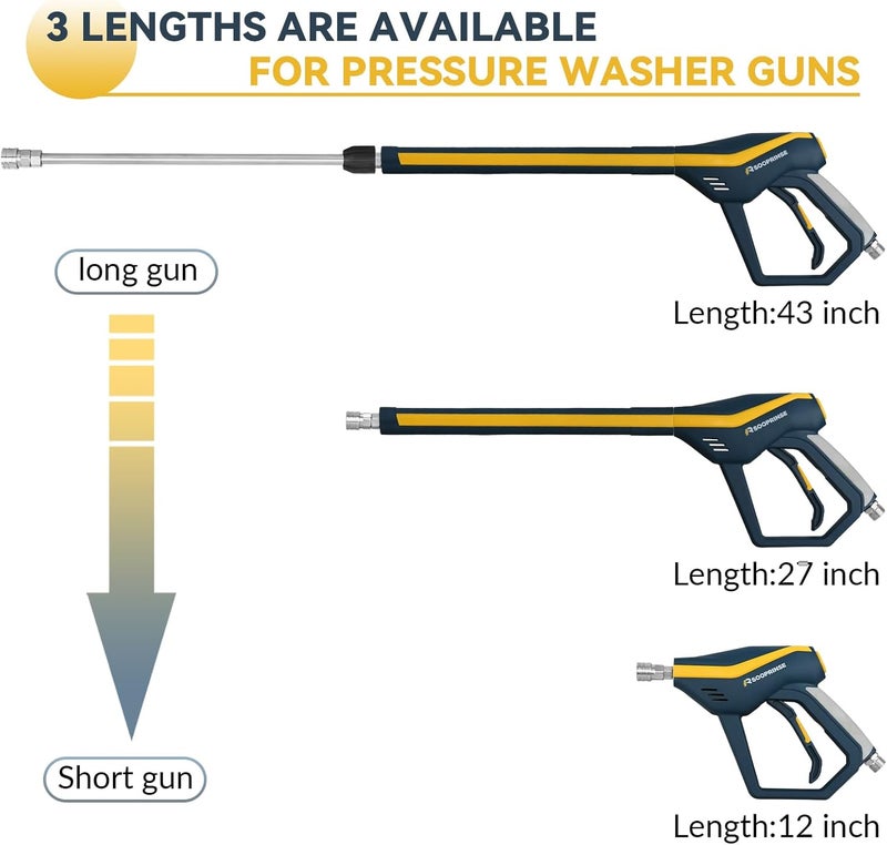 Sooprinse High Pressure Washer Gun with Replacement Wand Extension, Power Washer Gun, M22-14 Fitting, 5 Nozzle Tips, 42 Inch, 4000 PSI - Image 5